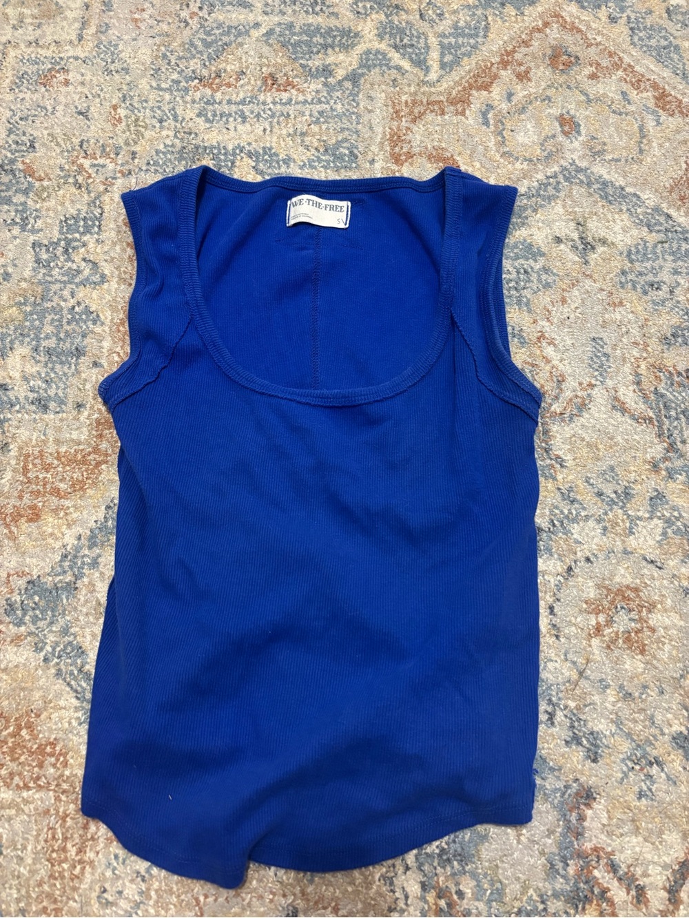 We The Free Royal Blue Ribbed Scoop Neck Tank